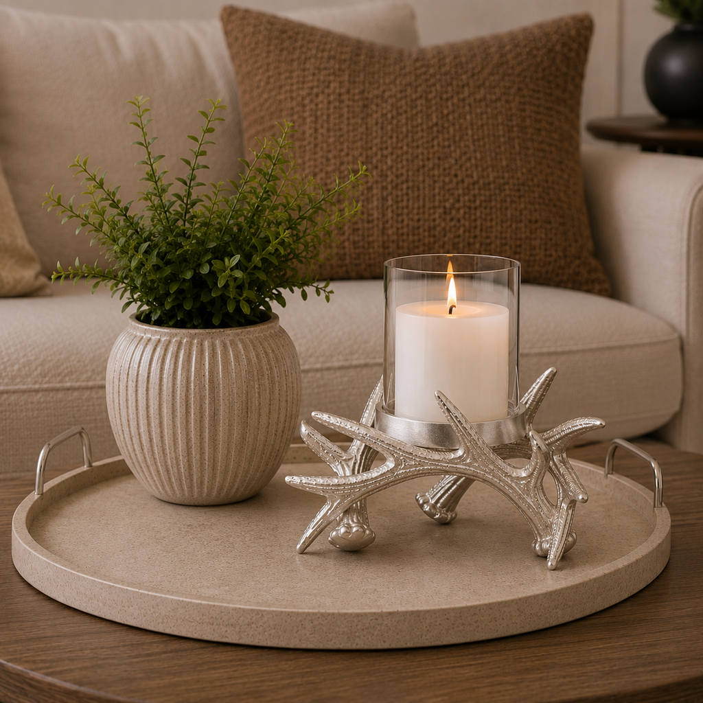 Single Branch Candle Holder – Nickel Finish