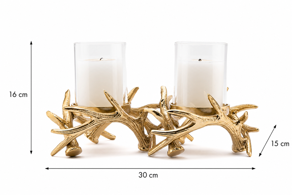 Two Light Branch Candle holder in Gold