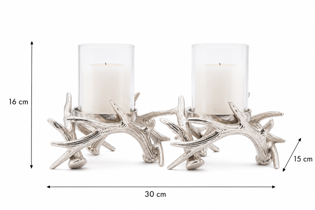 Double Branch Candle Holder – Nickel Finish