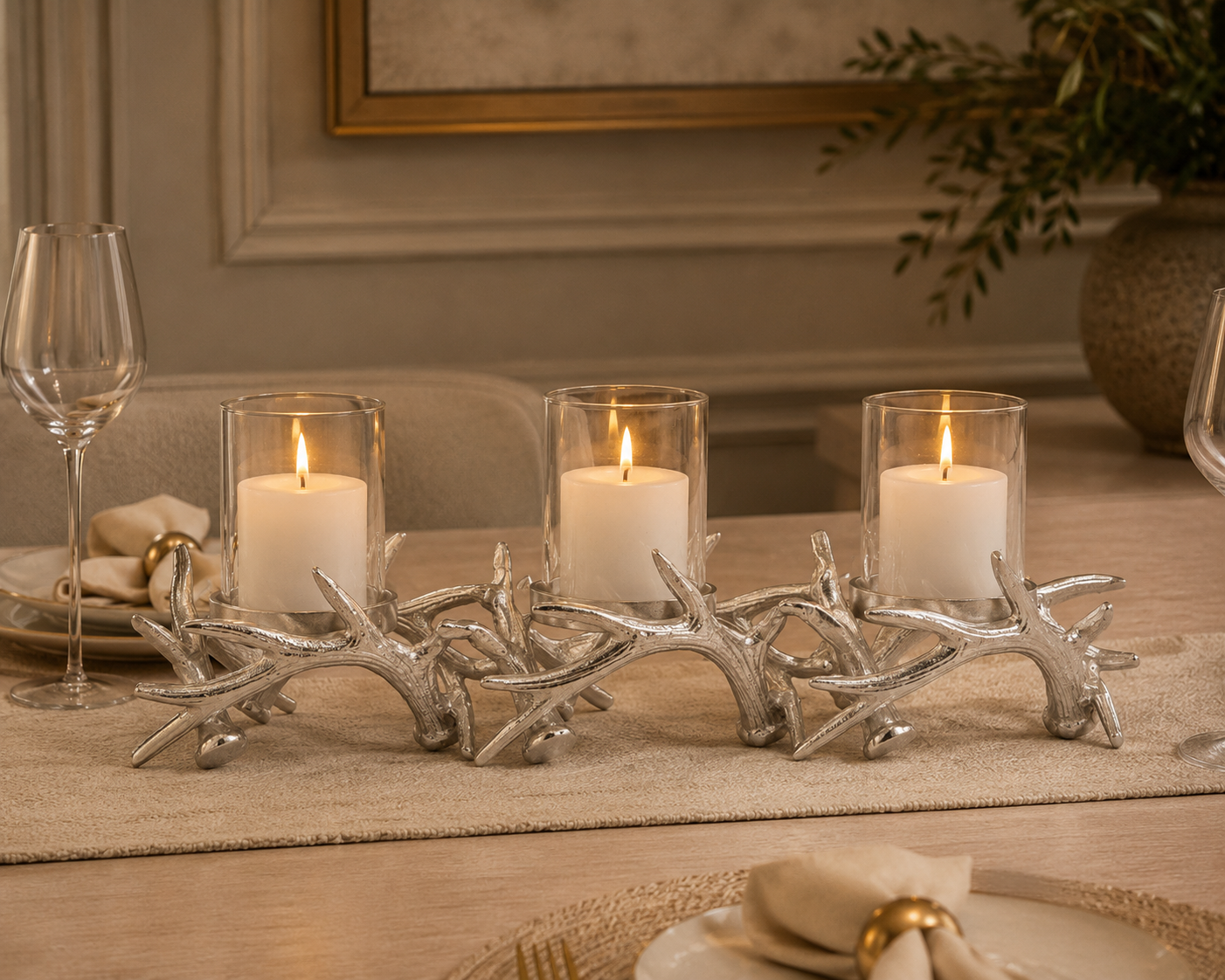 3 light branched candle holder