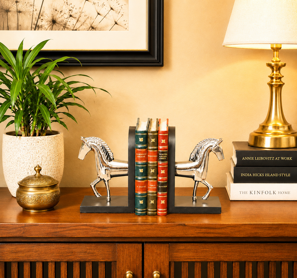 Nickel Running Horse Bookend
