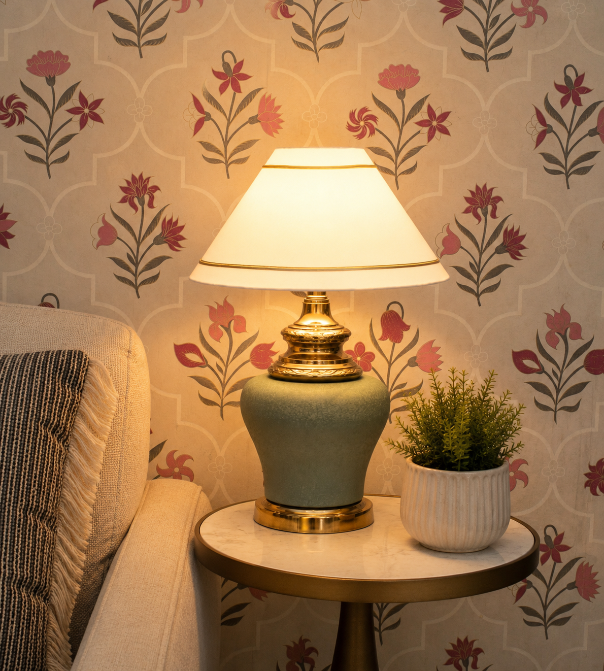 Metalic Gold and Green finish table lamp