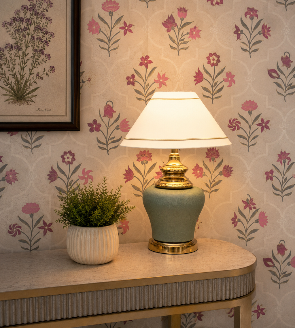 Metalic Gold and Green finish table lamp