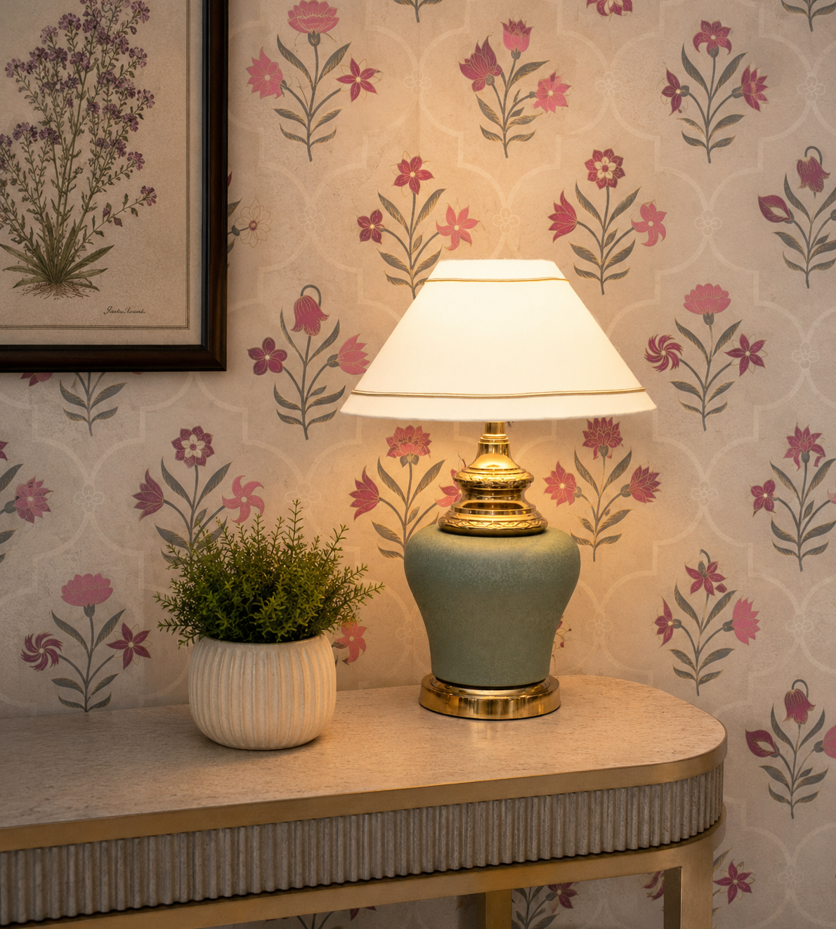 Metalic Gold and Green finish table lamp