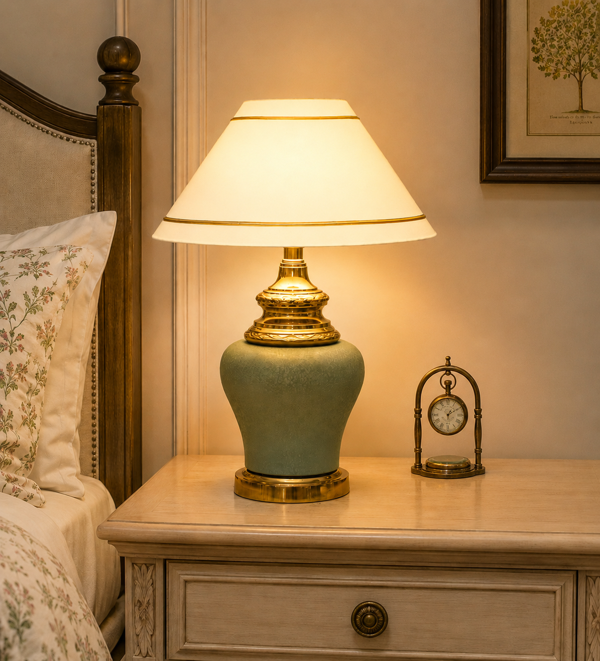 Metalic Gold and Green finish table lamp
