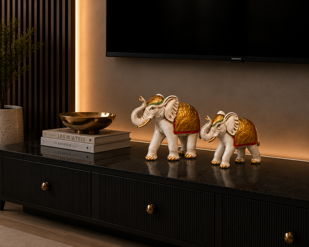Elephant white & Gold Large