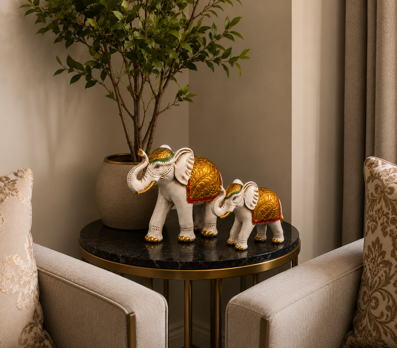 Elephant white & Gold Large