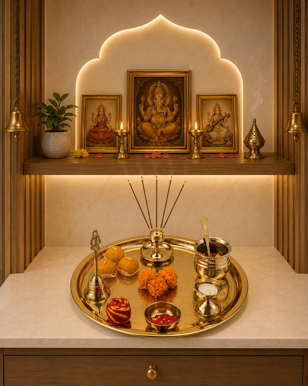 S.Steel Pooja Thali (Large)