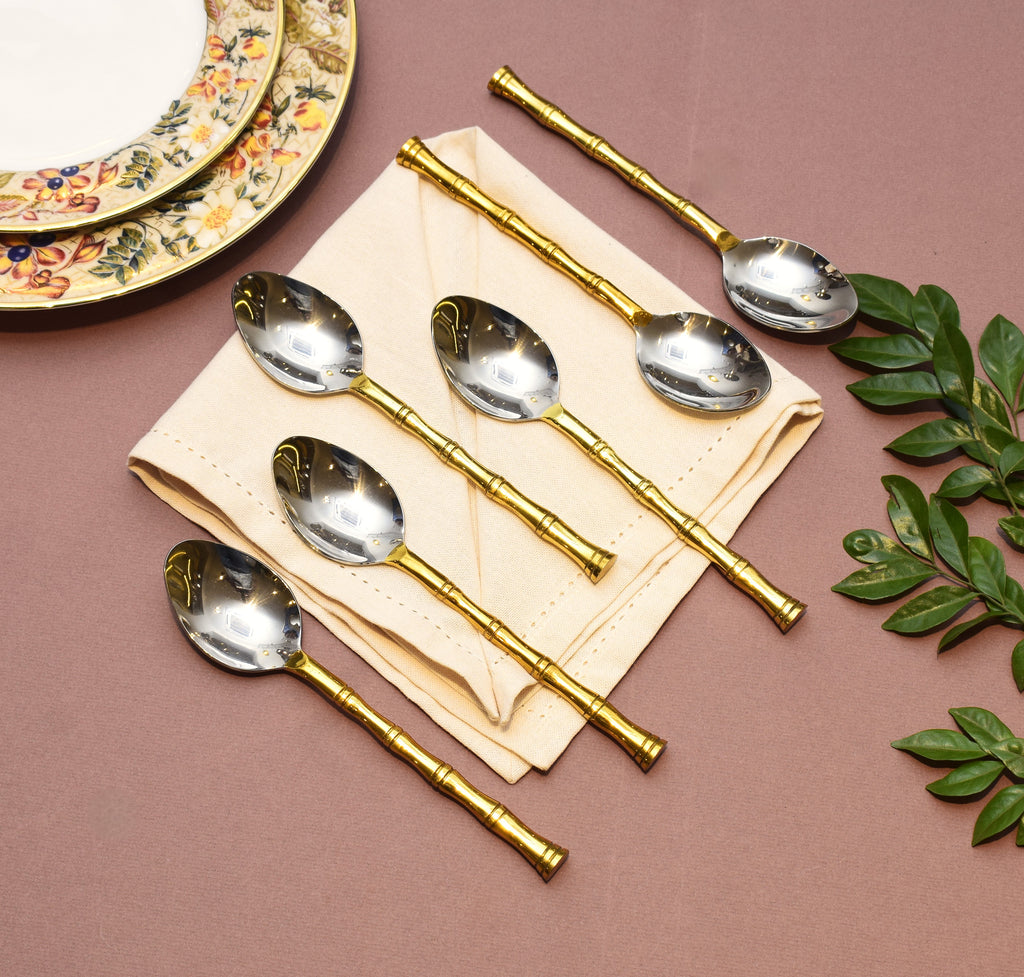 Bamboo Spoons SO6 gold and nickle