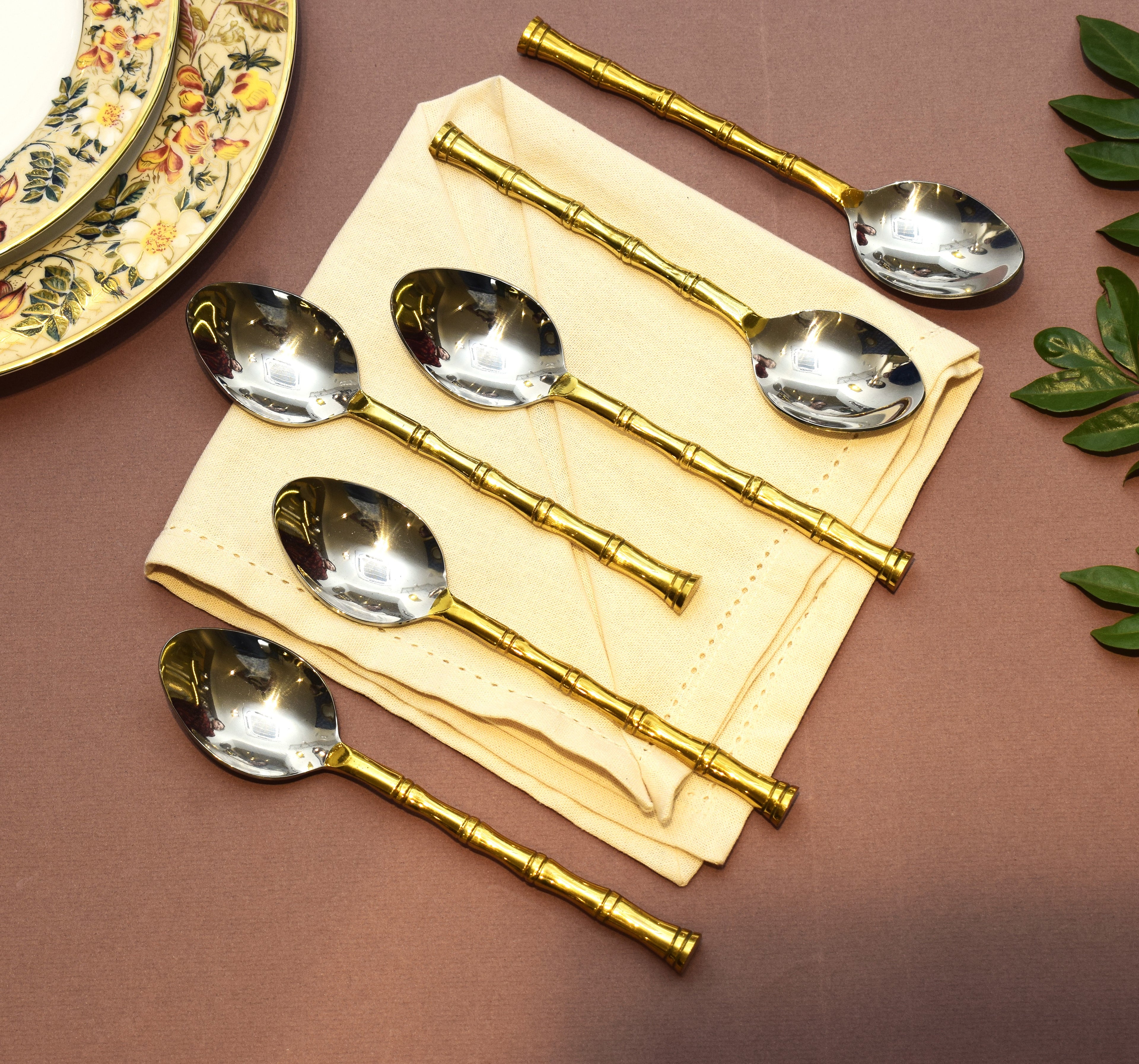 Bamboo Spoons SO6 gold and nickle