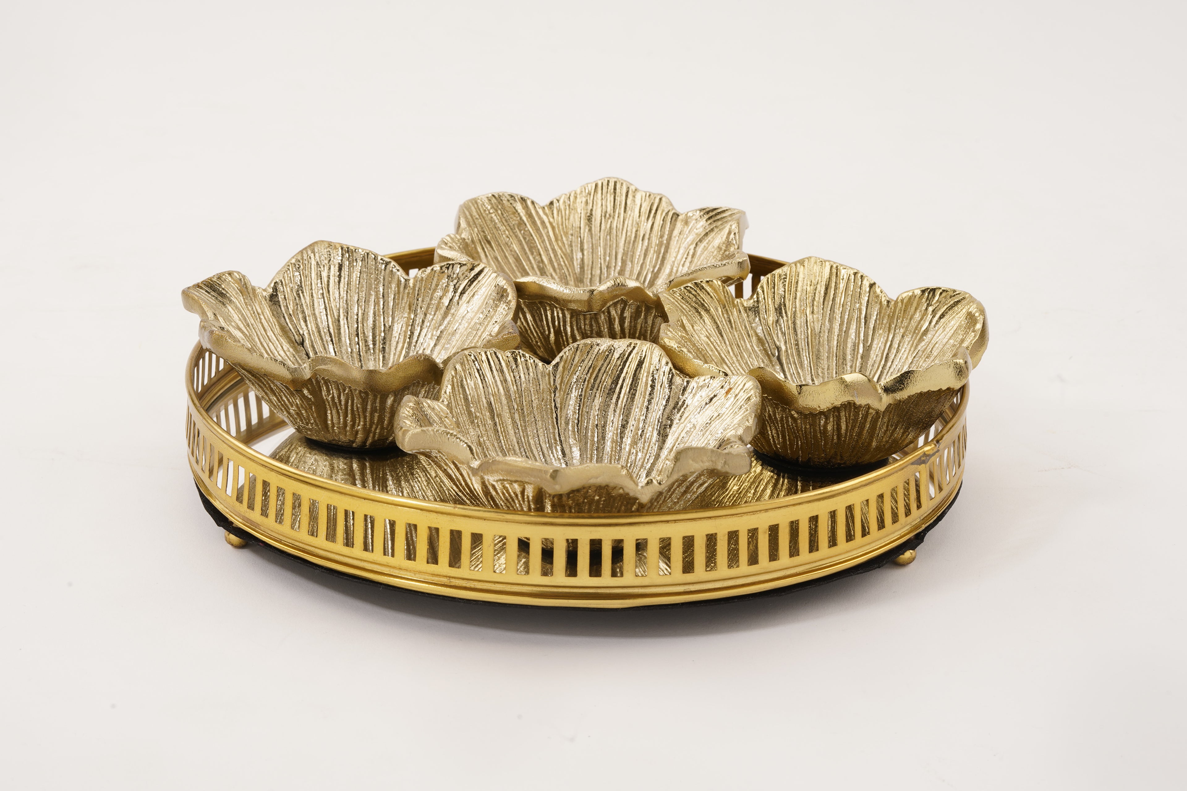 Round Mirror Tray Gold Finish (25 cm Diameter)