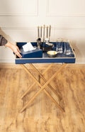 Premium Leatherette Butler Tray Table with Metal Stand