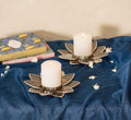 Lotus shape tea light holder with brown glass