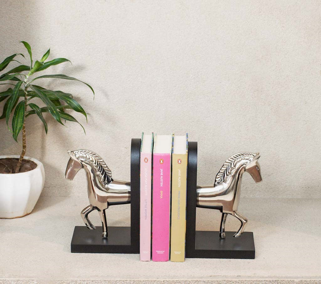 Nickel Running Horse Bookend