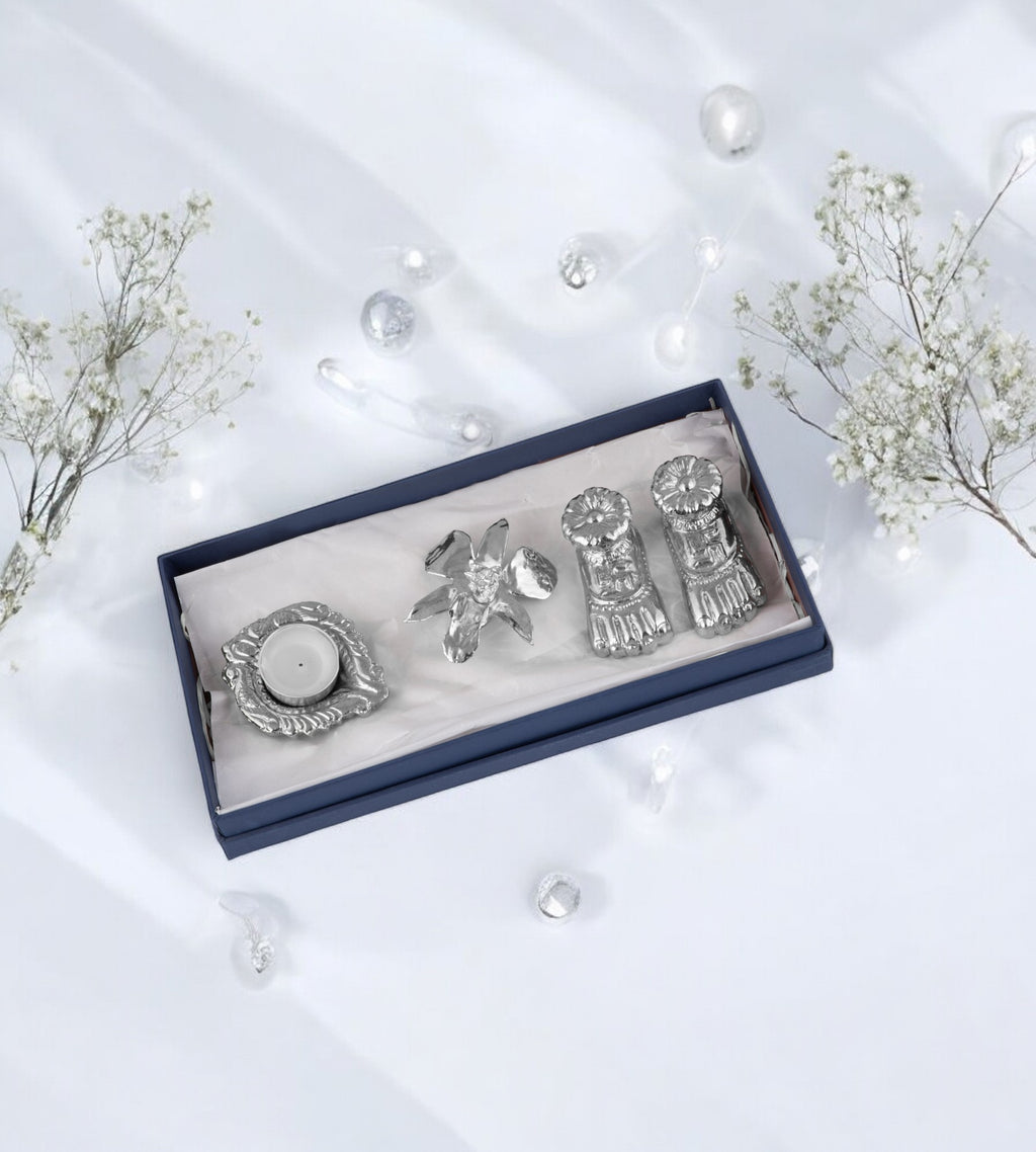 Diwali Hamper Silver including (Diva, Charan & Orchid)
