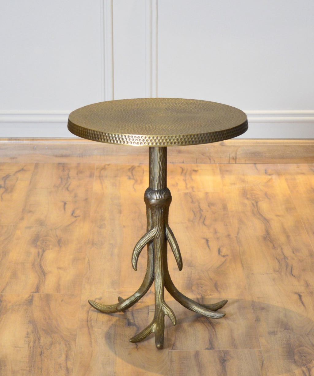 Hammered Texture Side Table – Gold Antique Finish