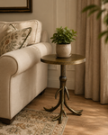 Hammered Texture Side Table – Gold Antique Finish