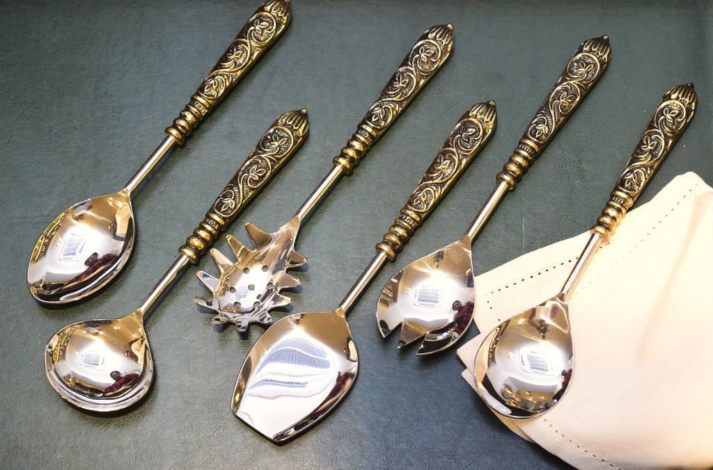 Serving Cutlery Set of 6 – Gold & Nickel