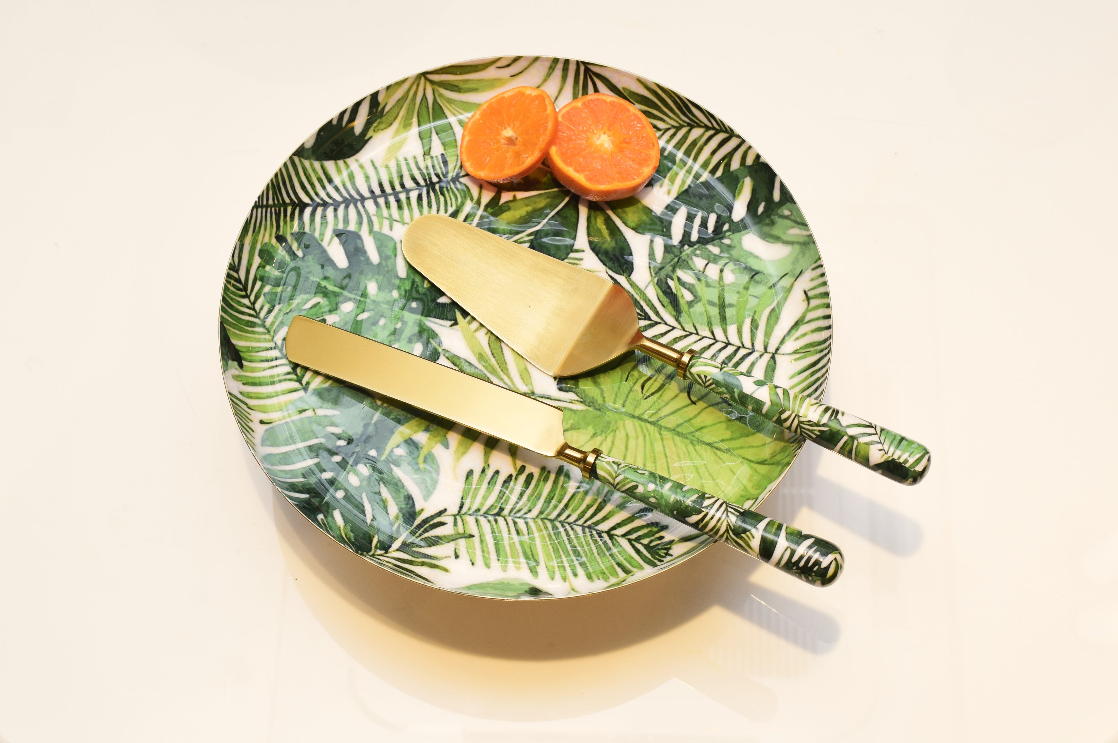 Printed Enamel Cake Platter with Server