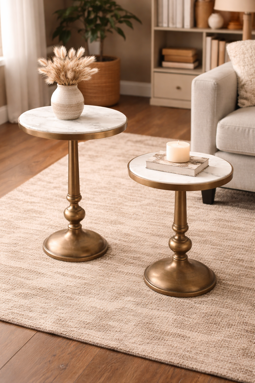 Marble Top Side Table with Slim Metal Frame