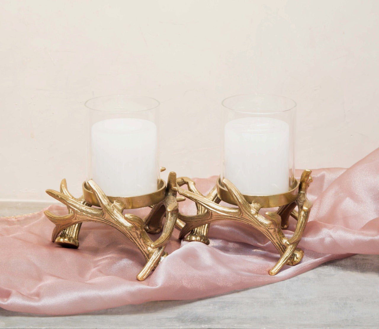 Two Light Branch Candle holder in Gold