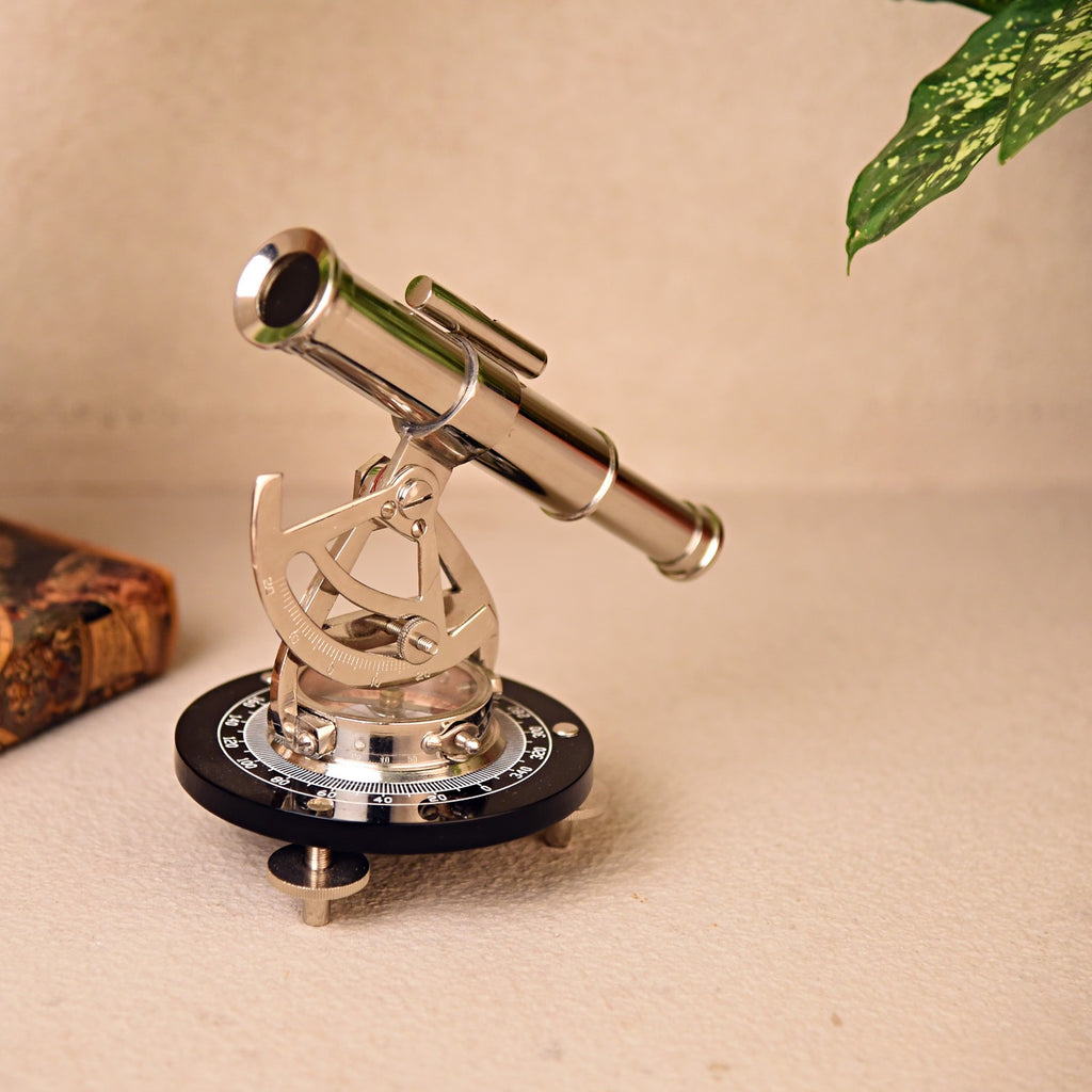 Theodolite Décor Piece – Nickel Plating with Black Acrylic Base