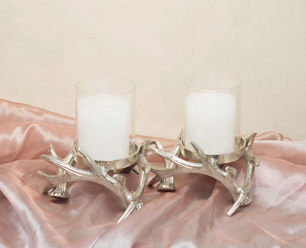 Double Branch Candle Holder – Nickel Finish