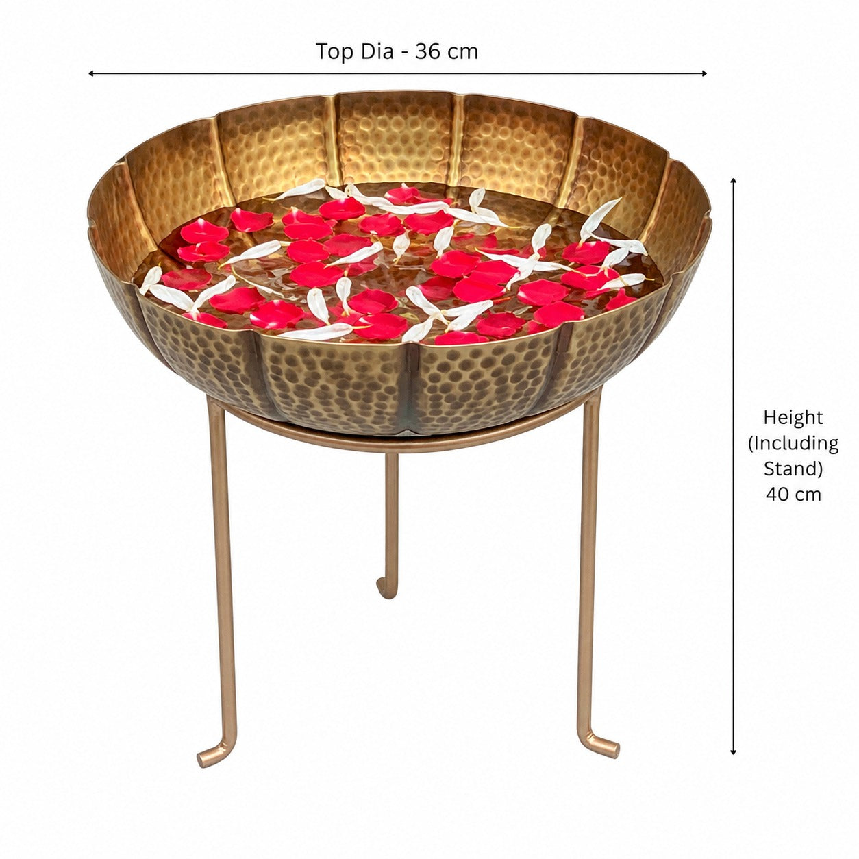 Hammered Textured Floral-Shaped Urli – Gold Antique Finish