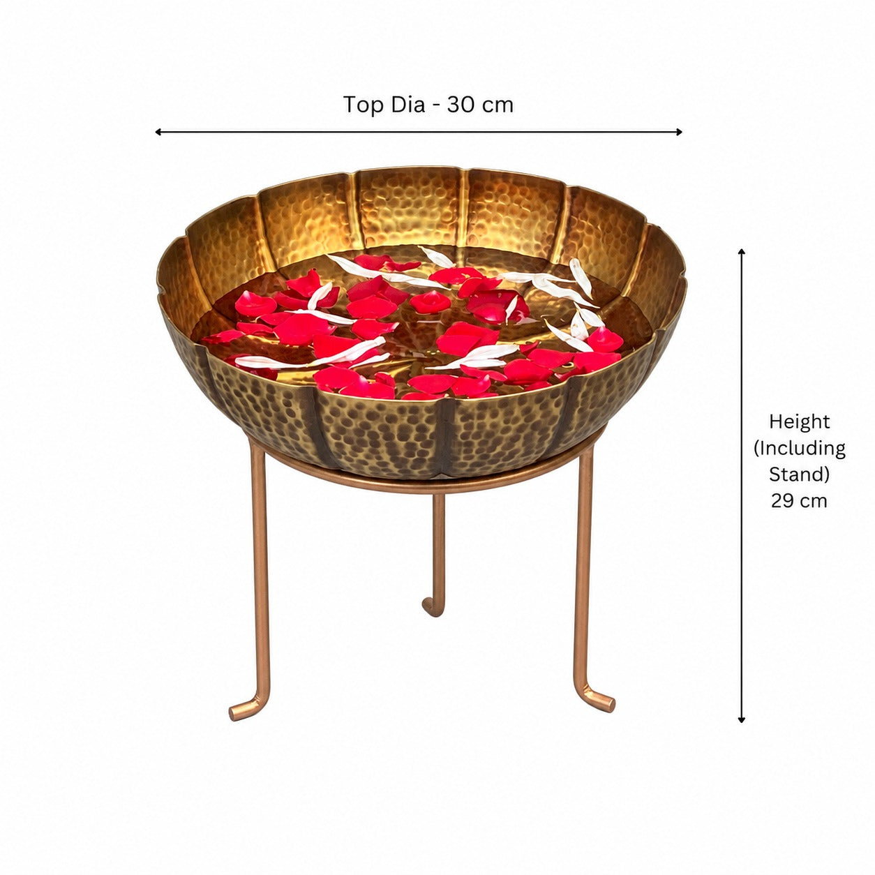 Hammered Textured Floral-Shaped Urli – Gold Antique Finish