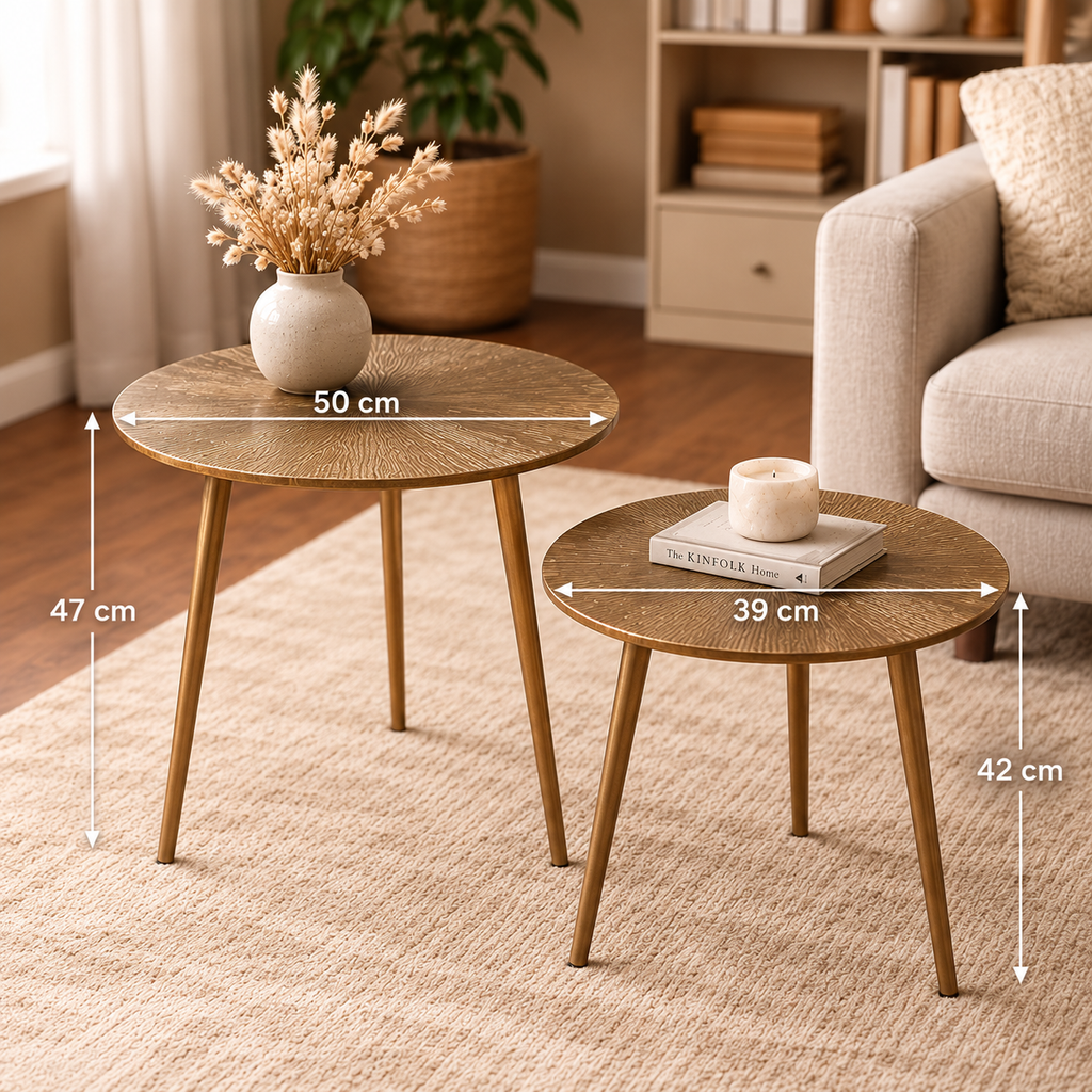 Nesting Side Table Set – Antique Gold Finish
