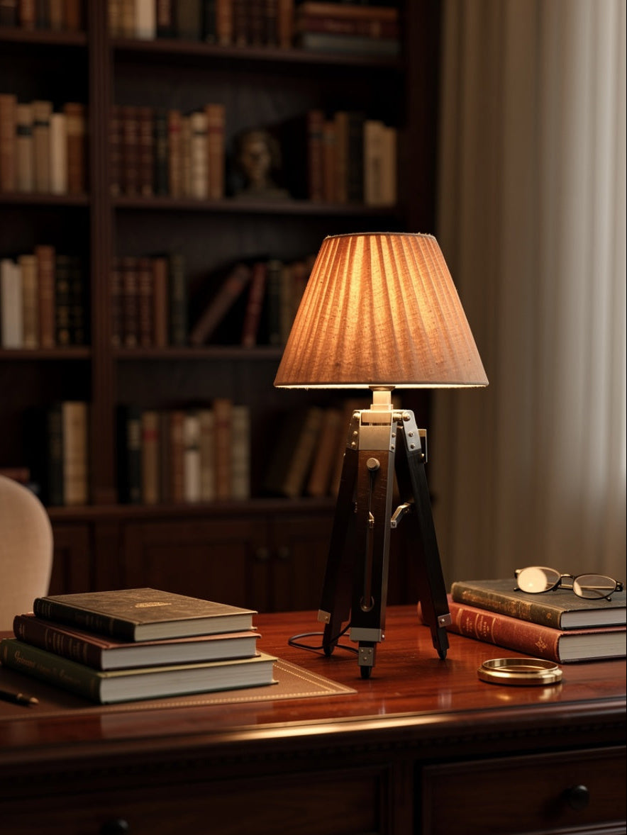 Wooden Tripod Lamp with Shade